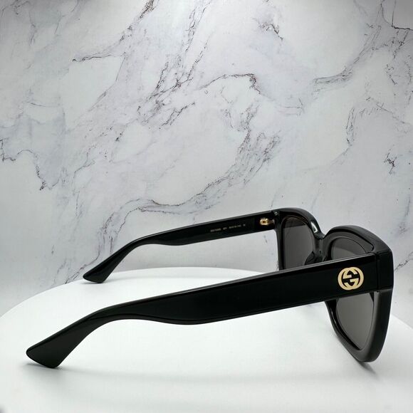 New Gucci Sunglasses Black Square Gold Interlocking GG Logo - Picture 5 of 16